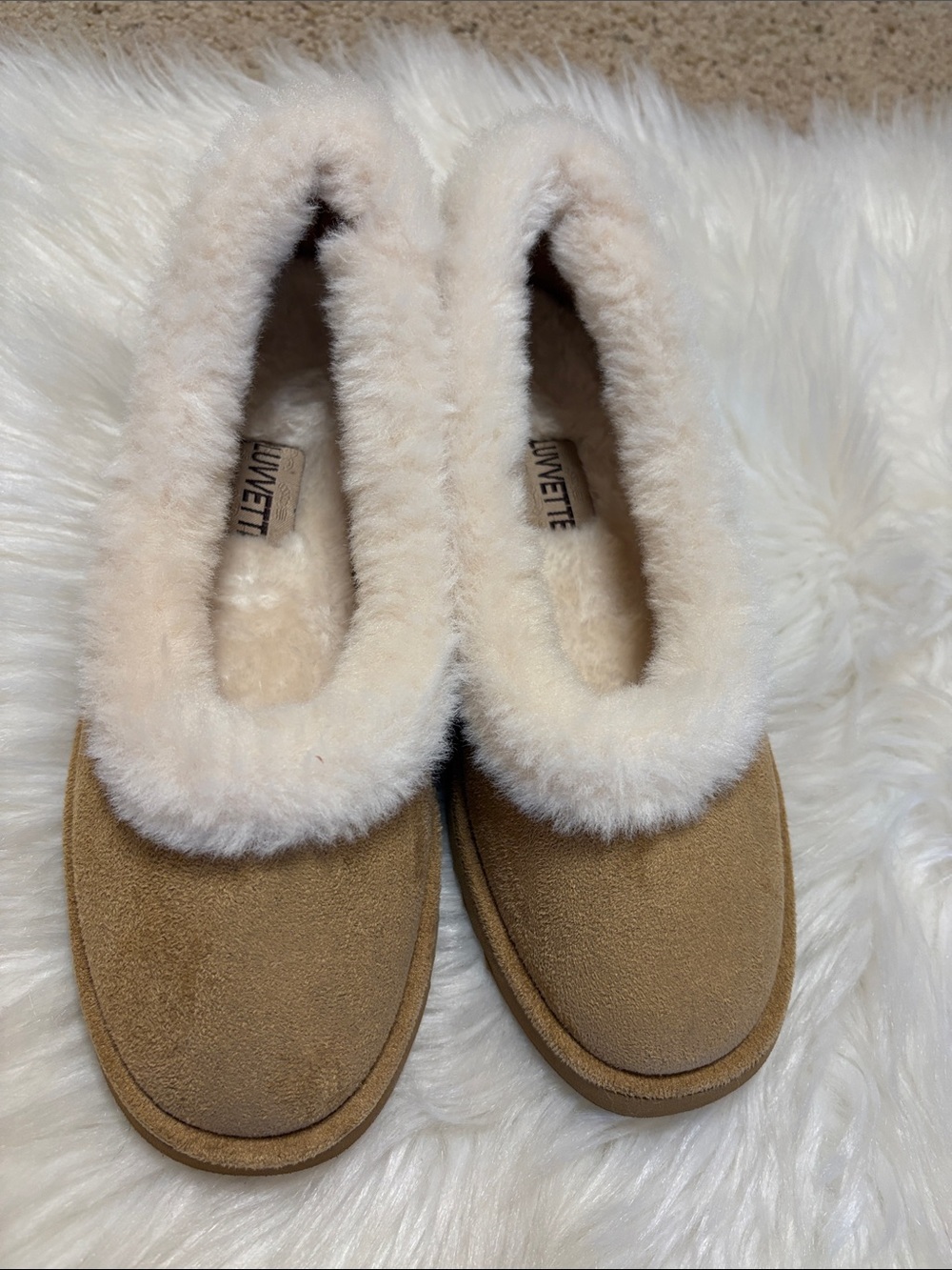 Luvvete Odette Tan Suede Microfiber Lined Slippers — image 3 of 8
